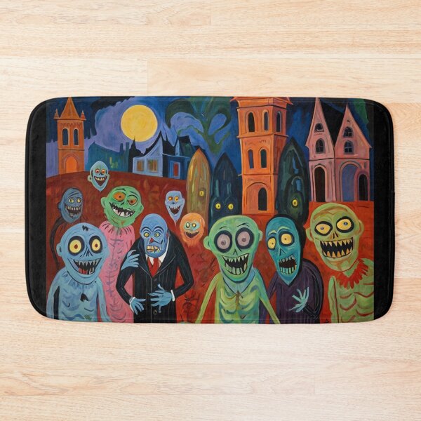 Item preview,  Downtown where the ghosts, ghouls and goblins hang out expressionist art painting designed and sold by Vintage Designs +.