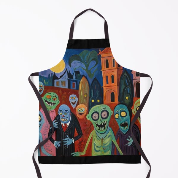 Item preview,  Downtown where the ghosts, ghouls and goblins hang out expressionist art painting designed and sold by Vintage Designs +.