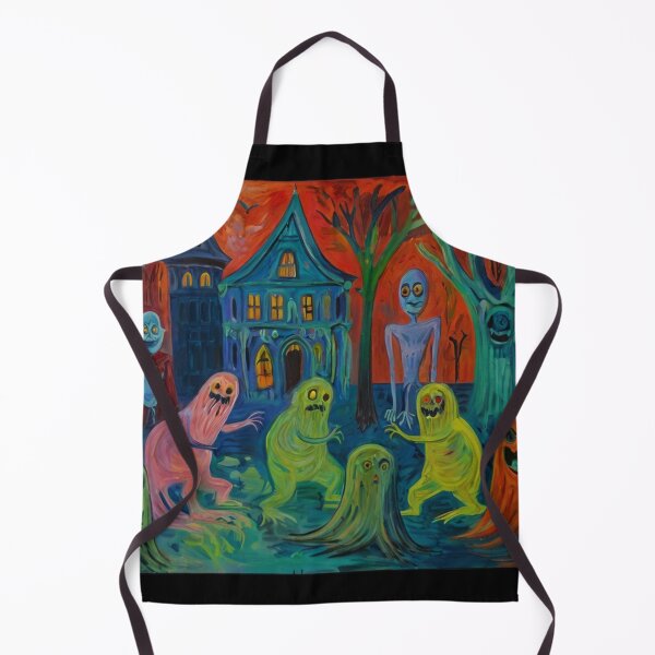 Item preview,  Downtown where the ghosts, ghouls and goblins hang out expressionist art painting designed and sold by Vintage Designs +.