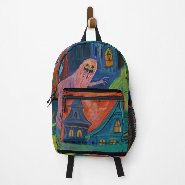 Item preview, Downtown where the ghosts, ghouls and goblins hang out expressionist art painting designed and sold by Vintage Designs +.