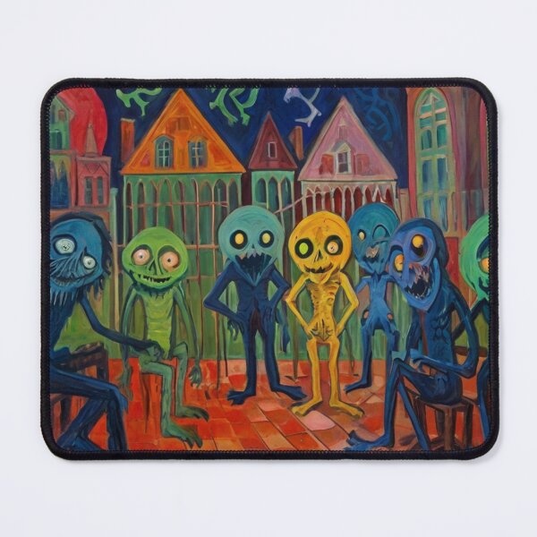 Item preview,  Downtown where the ghosts, ghouls and goblins hang out expressionist art painting designed and sold by Vintage Designs +.