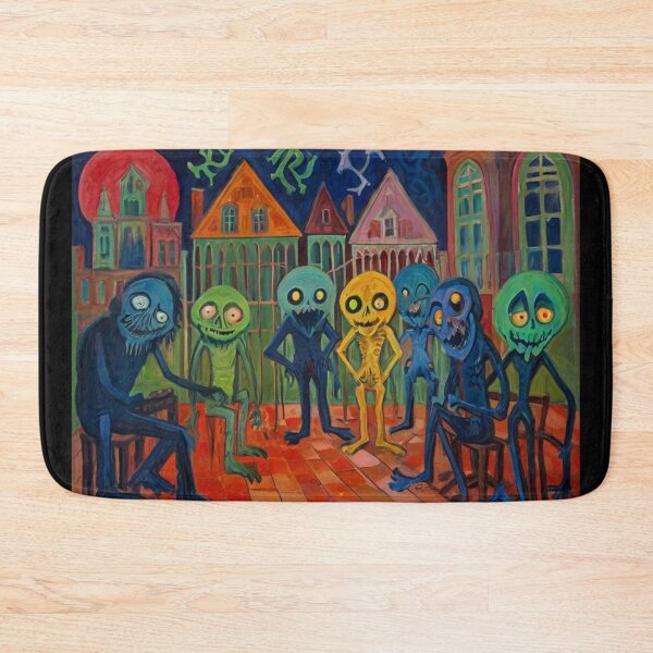 Item preview,  Downtown where the ghosts, ghouls and goblins hang out expressionist art painting designed and sold by Vintage Designs +.