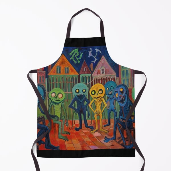 Item preview,  Downtown where the ghosts, ghouls and goblins hang out expressionist art painting designed and sold by Vintage Designs +.
