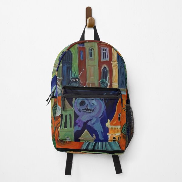 Item preview, Downtown where the ghosts, ghouls and goblins hang out expressionist art painting designed and sold by Vintage Designs +.