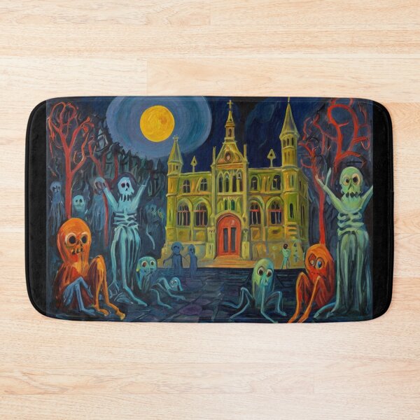 Item preview, Downtown where the ghosts, ghouls and goblins hang out expressionist art painting designed and sold by Vintage Designs +.