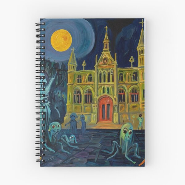 Item preview, Downtown where the ghosts, ghouls and goblins hang out expressionist art painting designed and sold by Vintage Designs +.
