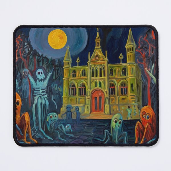 Item preview, Downtown where the ghosts, ghouls and goblins hang out expressionist art painting designed and sold by Vintage Designs +.