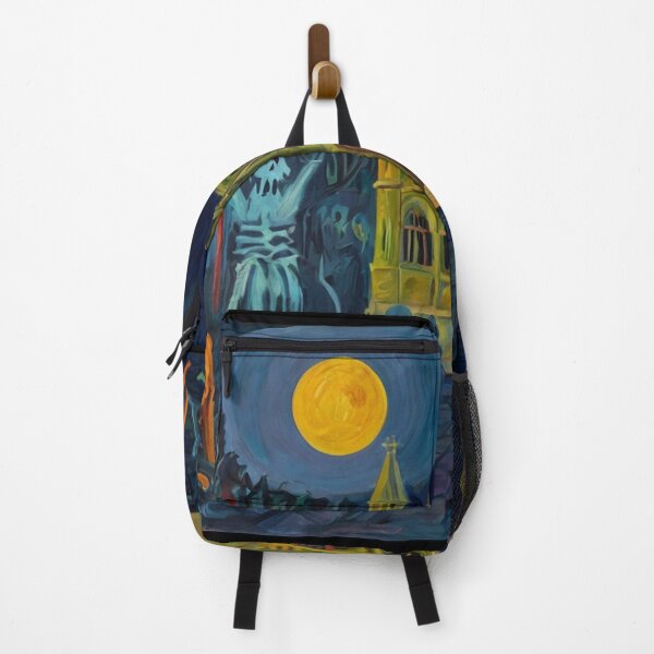 Item preview, Downtown where the ghosts, ghouls and goblins hang out expressionist art painting designed and sold by Vintage Designs +.