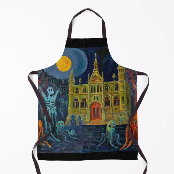 Item preview, Downtown where the ghosts, ghouls and goblins hang out expressionist art painting designed and sold by Vintage Designs +.