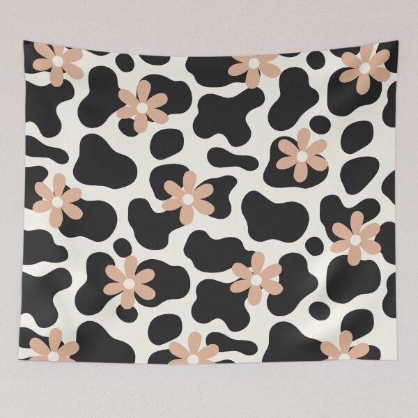 Item preview, Retro Floral Cow Print designed and sold by DesignByRoseCo.