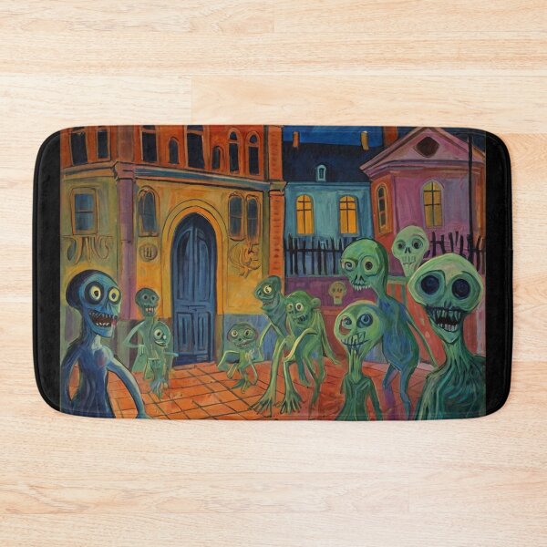 Item preview, Downtown where the ghosts, ghouls and goblins hang out expressionist art painting designed and sold by Vintage Designs +.