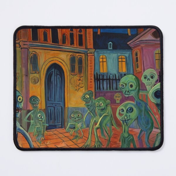 Item preview, Downtown where the ghosts, ghouls and goblins hang out expressionist art painting designed and sold by Vintage Designs +.
