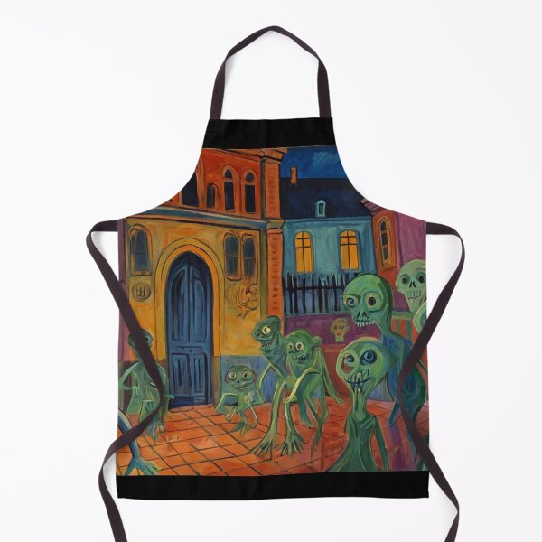 Item preview, Downtown where the ghosts, ghouls and goblins hang out expressionist art painting designed and sold by Vintage Designs +.