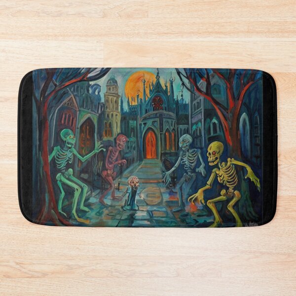 Item preview,  Downtown where the ghosts, ghouls and goblins hang out expressionist art painting designed and sold by Vintage Designs +.