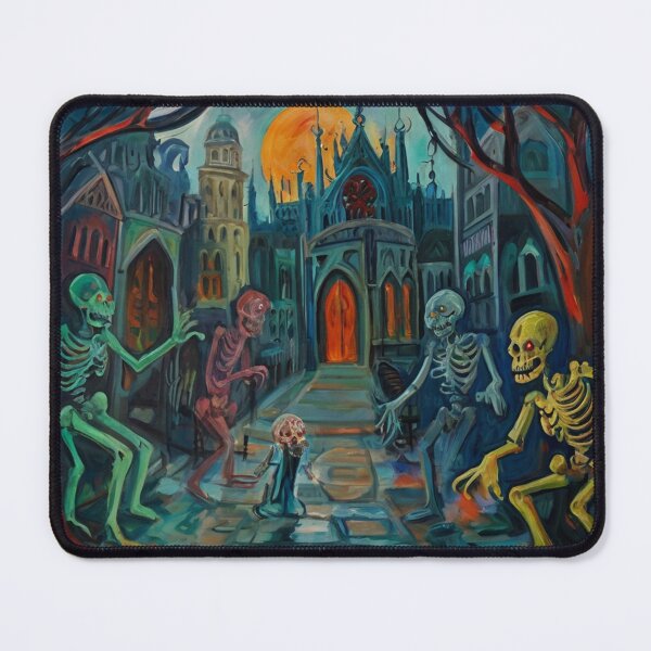 Item preview, Downtown where the ghosts, ghouls and goblins hang out expressionist art painting designed and sold by Vintage Designs +.
