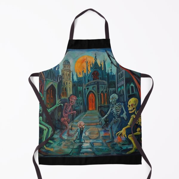 Item preview,  Downtown where the ghosts, ghouls and goblins hang out expressionist art painting designed and sold by Vintage Designs +.