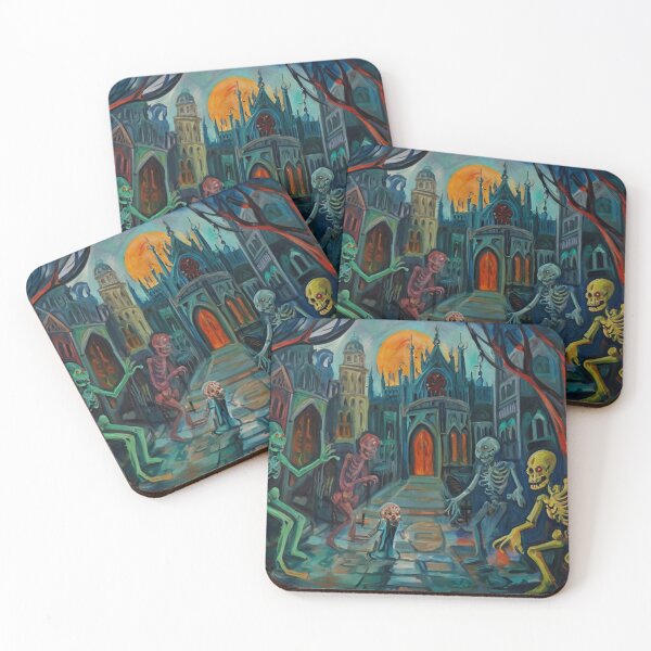 Item preview,  Downtown where the ghosts, ghouls and goblins hang out expressionist art painting designed and sold by Vintage Designs +.