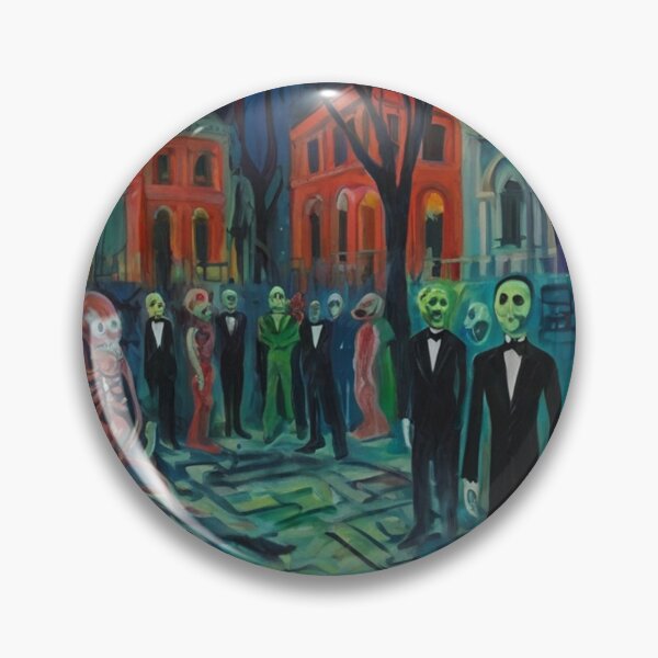 Item preview,  Downtown where the ghosts, ghouls and goblins hang out expressionist art painting designed and sold by Vintage Designs +.
