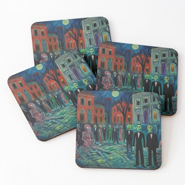 Item preview,  Downtown where the ghosts, ghouls and goblins hang out expressionist art painting designed and sold by Vintage Designs +.