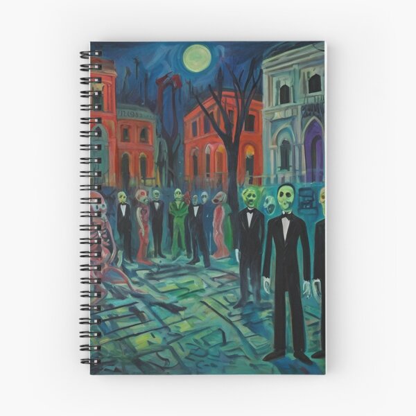 Item preview,  Downtown where the ghosts, ghouls and goblins hang out expressionist art painting designed and sold by Vintage Designs +.