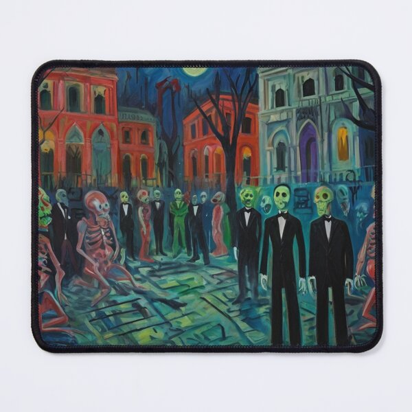 Item preview,  Downtown where the ghosts, ghouls and goblins hang out expressionist art painting designed and sold by Vintage Designs +.