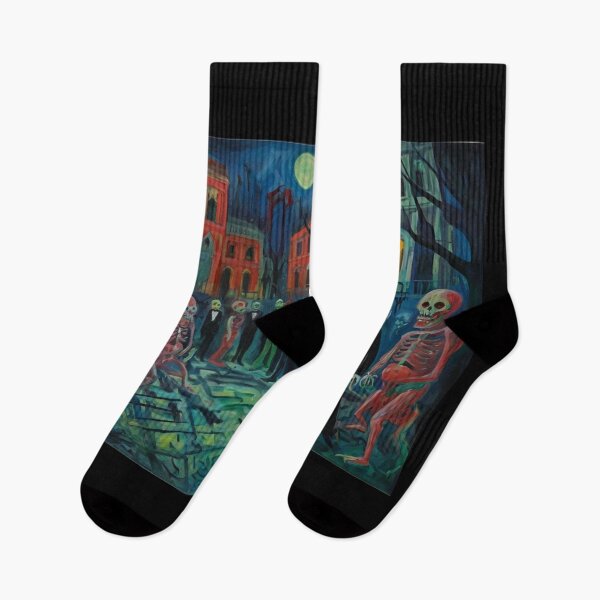 Item preview,  Downtown where the ghosts, ghouls and goblins hang out expressionist art painting designed and sold by Vintage Designs +.
