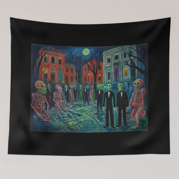 Item preview,  Downtown where the ghosts, ghouls and goblins hang out expressionist art painting designed and sold by Vintage Designs +.