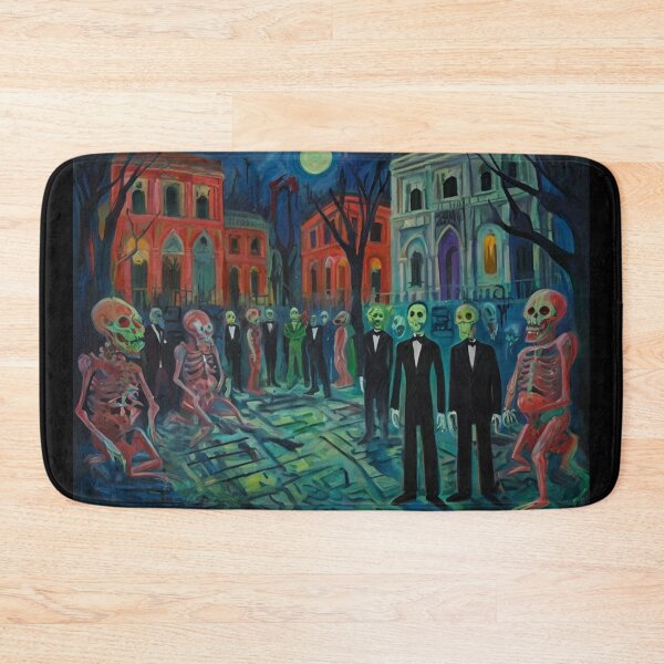 Item preview,  Downtown where the ghosts, ghouls and goblins hang out expressionist art painting designed and sold by Vintage Designs +.