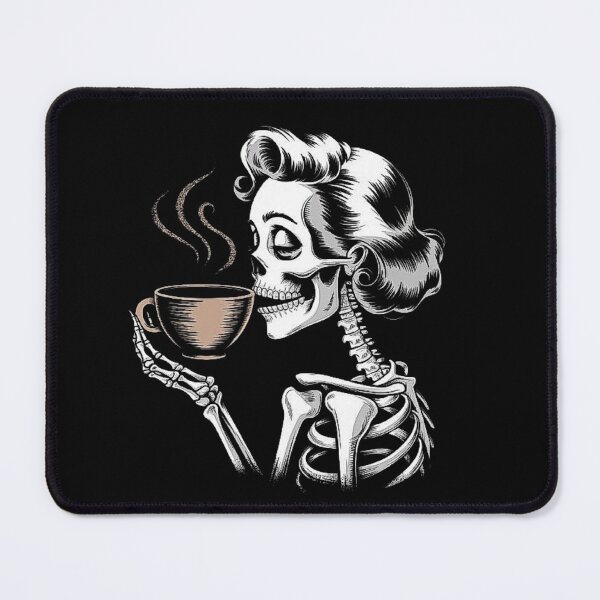 Item preview, Skeleton Woman Drinking Coffee in Vintage Style designed and sold by love3617.