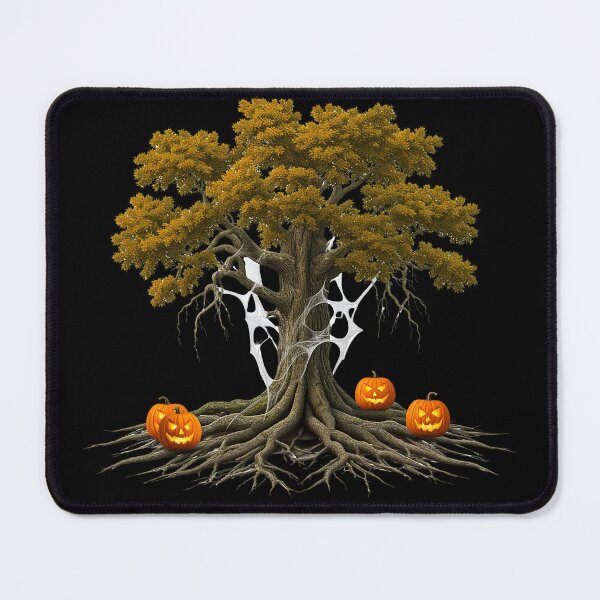 Item preview, A haunted Halloween tree stands surrounded by glowing jack-o-lanterns designed and sold by prkpuriku.