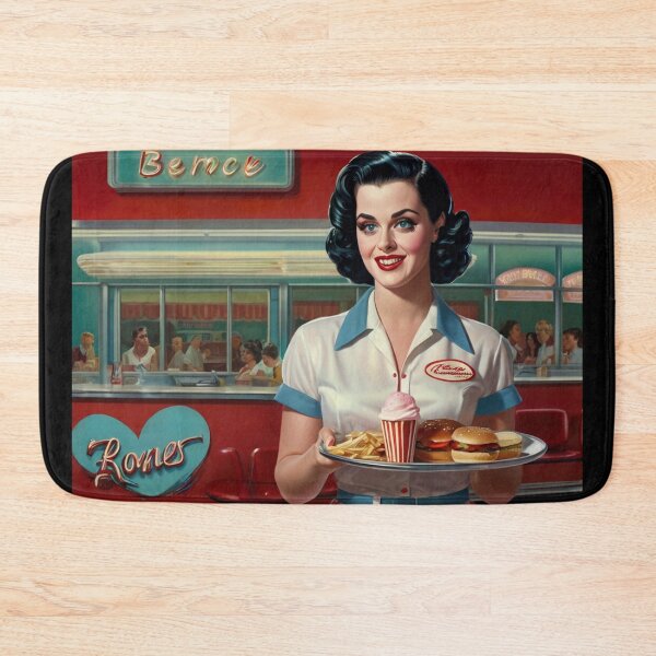 Item preview,  Beautiful server in an American Diner vintage pinup advertising style art designed and sold by Vintage Designs +.