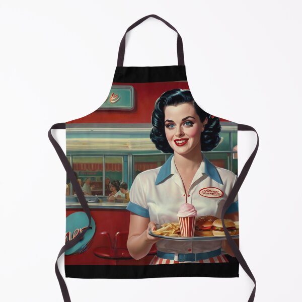 Item preview, Beautiful server in an American Diner vintage pinup advertising style art designed and sold by Vintage Designs +.