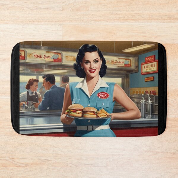 Item preview,  Beautiful server in an American Diner vintage pinup advertising style art designed and sold by Vintage Designs +.