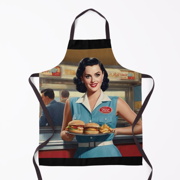 Item preview, Beautiful server in an American Diner vintage pinup advertising style art designed and sold by Vintage Designs +.