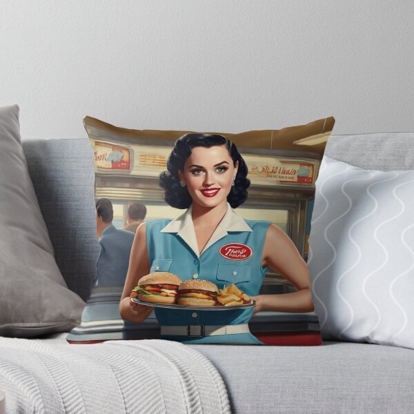 Item preview,  Beautiful server in an American Diner vintage pinup advertising style art designed and sold by Vintage Designs +.