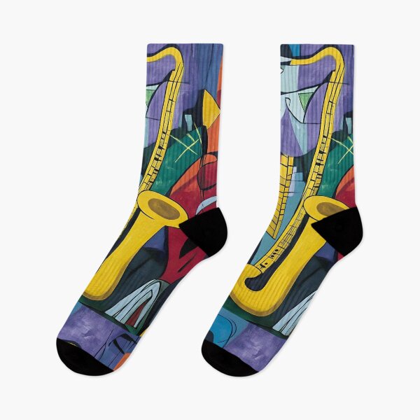 Item preview, Abstract Composition Featuring Saxophone and Keyboard with Geometric Shapes and Bright Colors Generative AI designed and sold by OlfactoART Studio.