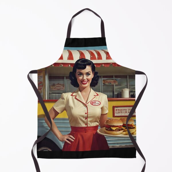 Item preview, Beautiful server in an American Diner vintage pinup advertising style art designed and sold by Vintage Designs +.
