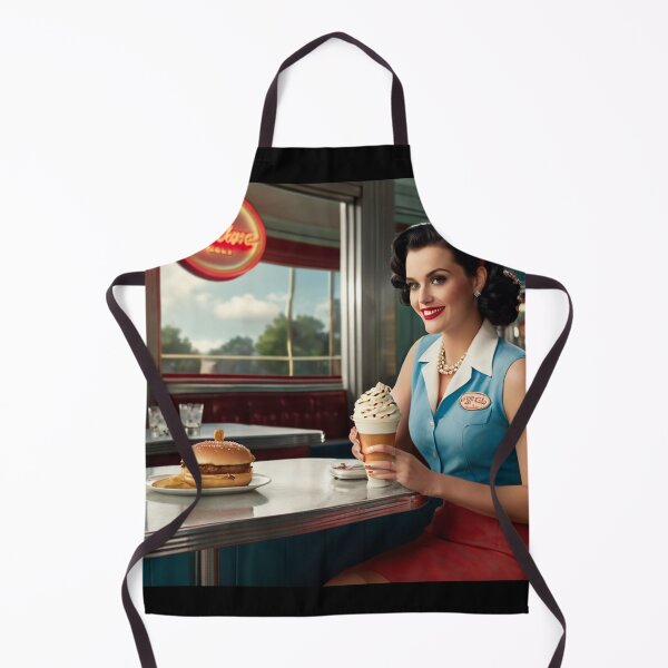 Item preview, Beautiful server in an American Diner vintage pinup advertising style art designed and sold by Vintage Designs +.