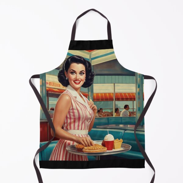 Item preview, Beautiful server in an American Diner vintage pinup advertising style art designed and sold by Vintage Designs +.
