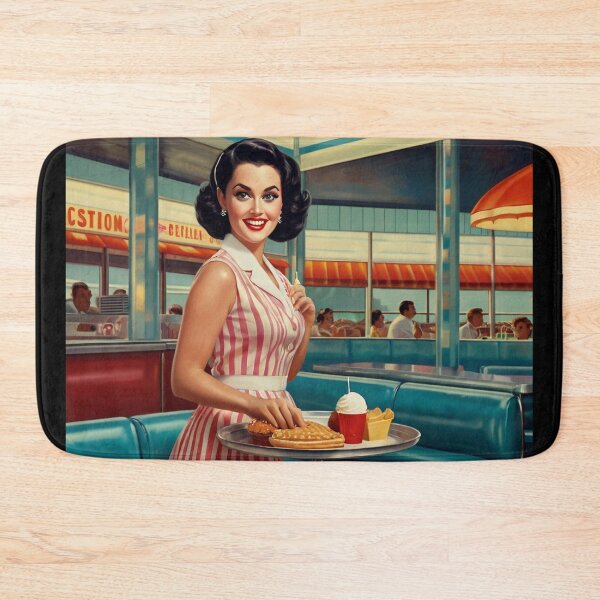 Item preview,  Beautiful server in an American Diner vintage pinup advertising style art designed and sold by Vintage Designs +.