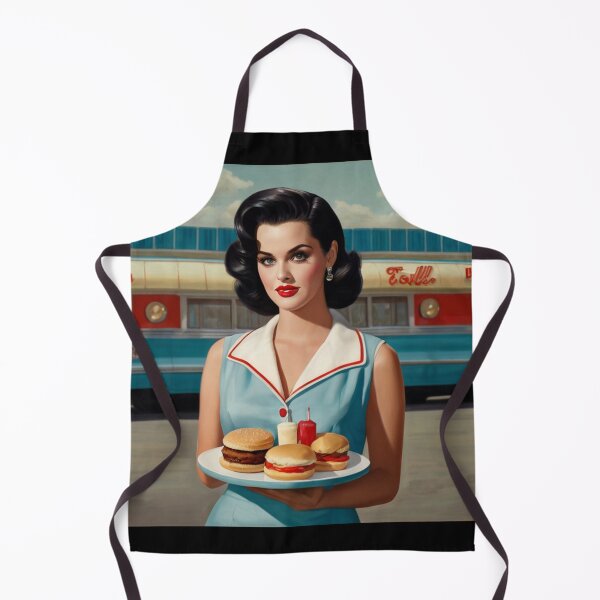 Item preview, Beautiful server in an American Diner vintage pinup advertising style art designed and sold by Vintage Designs +.