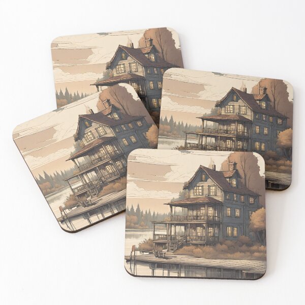 Item preview, Cozy Lakeside Cottage at Dusk – Tranquil Scenic Artwork designed and sold by Epic--Art.