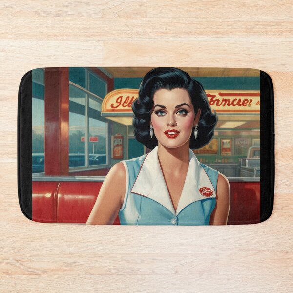 Item preview,  Beautiful server in an American Diner vintage pinup advertising style art designed and sold by Vintage Designs +.