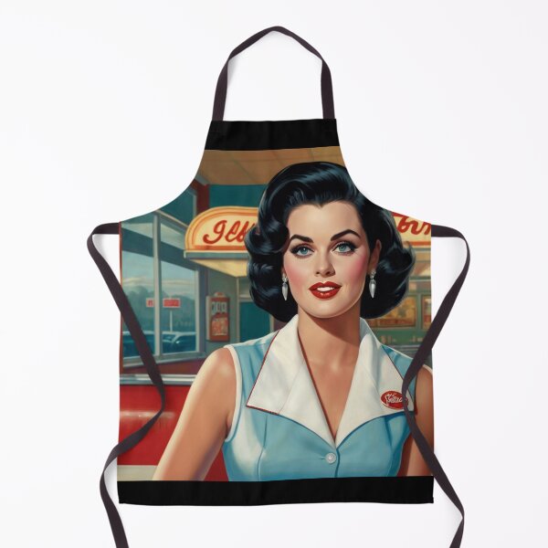 Item preview, Beautiful server in an American Diner vintage pinup advertising style art designed and sold by Vintage Designs +.