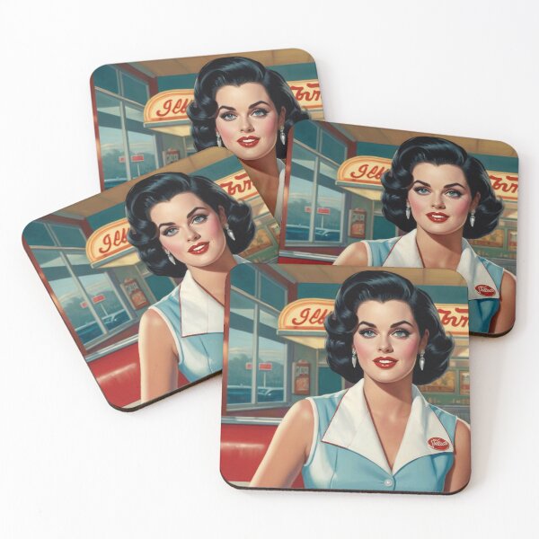 Item preview,  Beautiful server in an American Diner vintage pinup advertising style art designed and sold by Vintage Designs +.