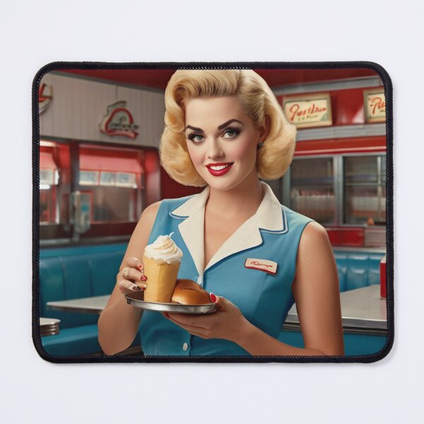 Item preview, Beautiful server in an American Diner vintage pinup advertising style art designed and sold by Vintage Designs +.