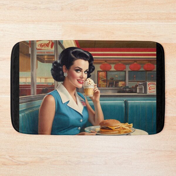 Item preview,  Beautiful server in an American Diner vintage pinup advertising style art designed and sold by Vintage Designs +.