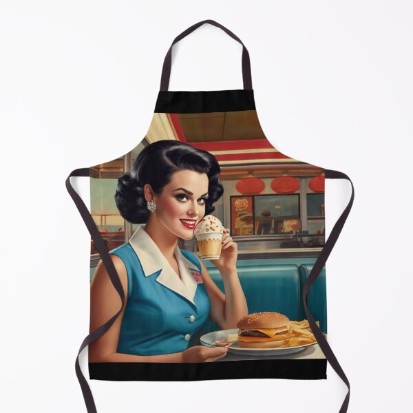 Item preview, Beautiful server in an American Diner vintage pinup advertising style art designed and sold by Vintage Designs +.