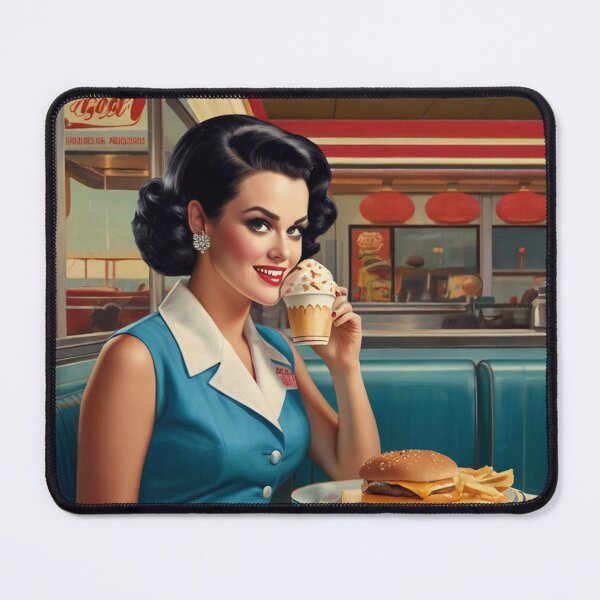 Item preview,  Beautiful server in an American Diner vintage pinup advertising style art designed and sold by Vintage Designs +.