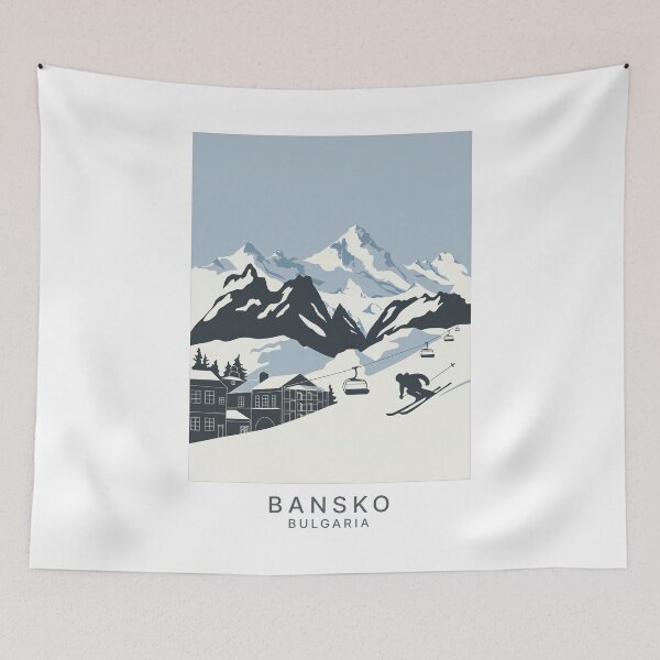 Item preview, Vintage Minimal Retro – Bansko Bulgaria minimalist travel poster - skiing - tourism - winter sports in Pirin Mountains designed and sold by pod24.